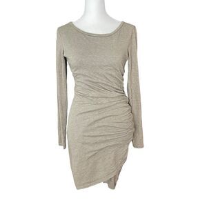 Leith XS Bodycon Mini Dress Long Sleeve Gray Green Fitted Stretch